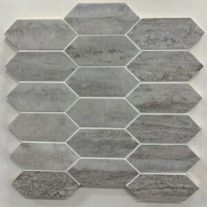 matte silver hex shaped mosaic tile
